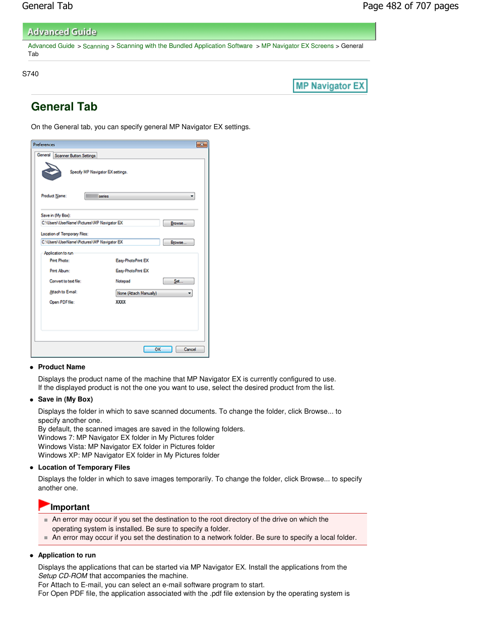 General tab | Canon mp280 User Manual | Page 482 / 707