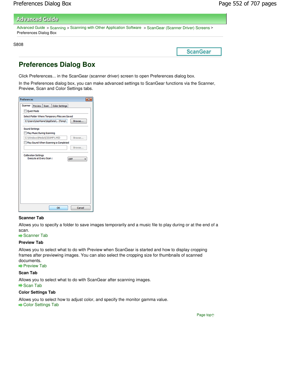 Preferences dialog box | Canon mp280 User Manual | Page 552 / 707