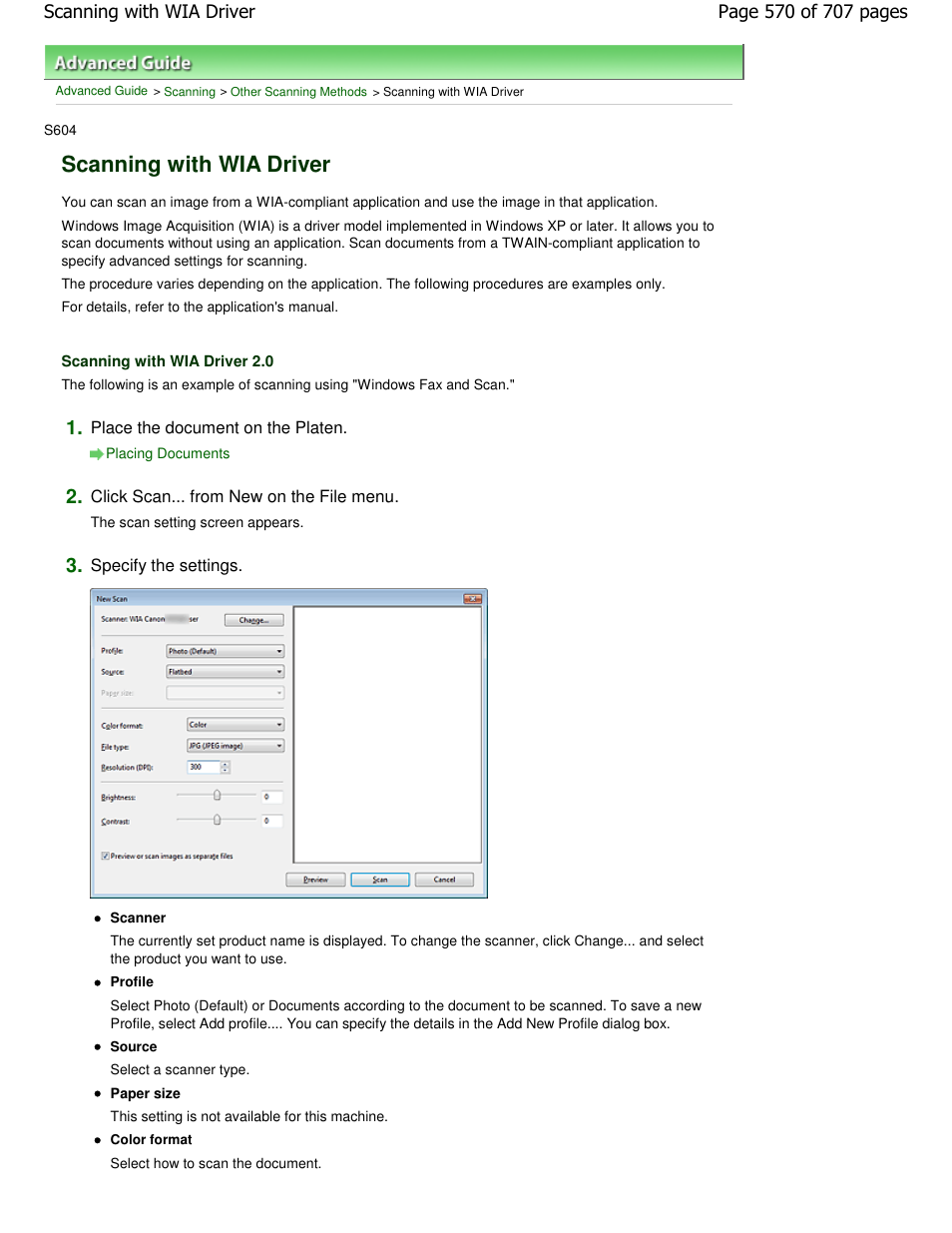 Scanning with wia driver | Canon mp280 User Manual | Page 570 / 707