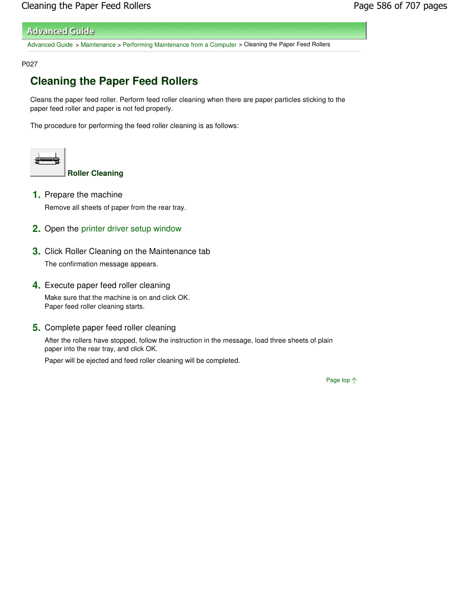 Cleaning the paper feed rollers | Canon mp280 User Manual | Page 586 / 707