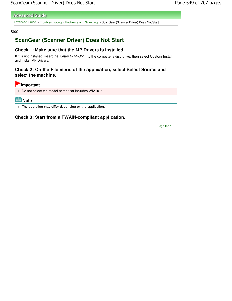 Scangear (scanner driver) does not start | Canon mp280 User Manual | Page 649 / 707