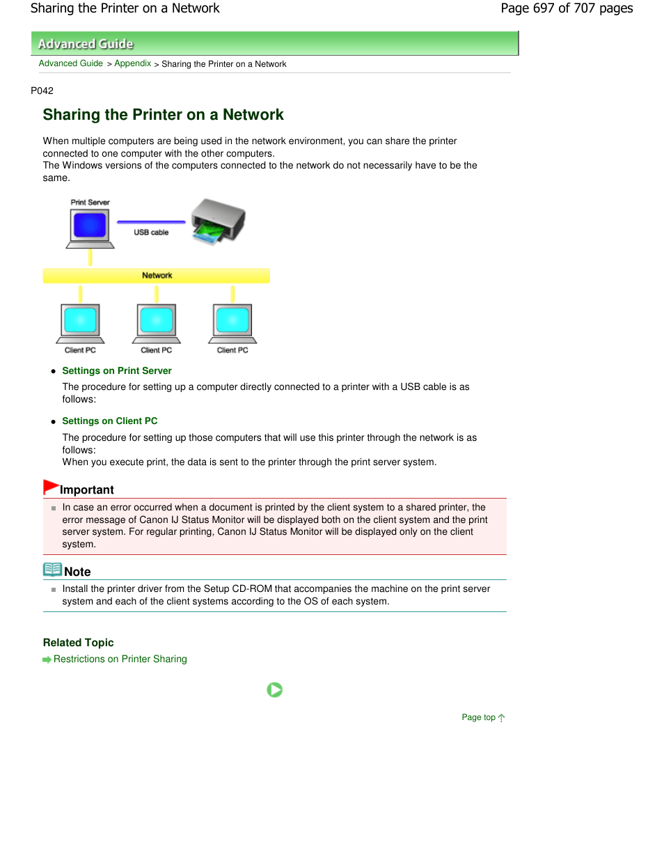 Sharing the printer on a network | Canon mp280 User Manual | Page 697 / 707