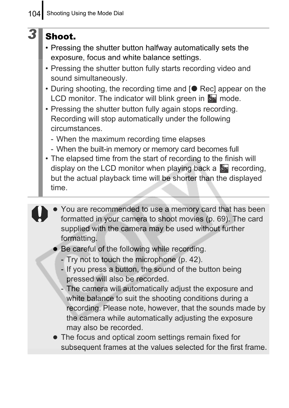 Shoot | Canon PowerShot G9 User Manual | Page 106 / 275