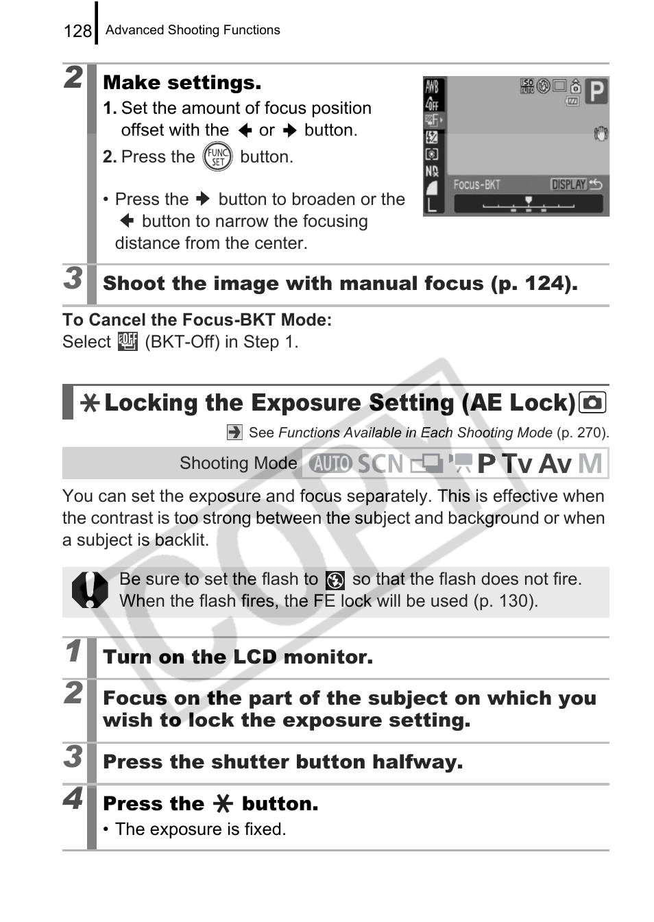Locking the exposure setting (ae lock) | Canon PowerShot G9 User Manual | Page 130 / 275