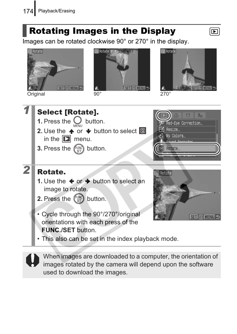 Rotating images in the display | Canon PowerShot G9 User Manual | Page 176 / 275