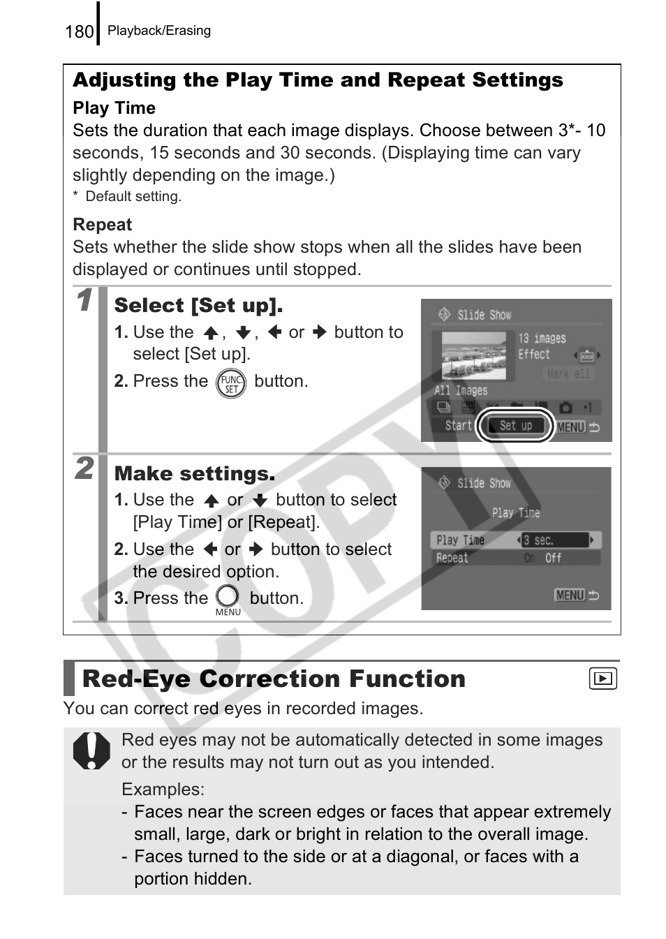 Red-eye correction function | Canon PowerShot G9 User Manual | Page 182 / 275