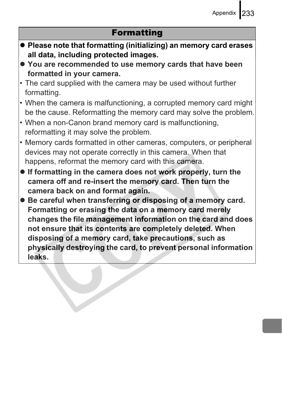 Formatting | Canon PowerShot G9 User Manual | Page 235 / 275