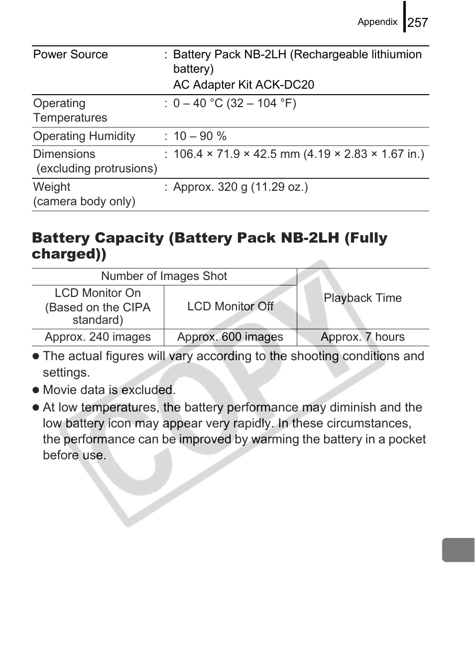 Canon PowerShot G9 User Manual | Page 259 / 275