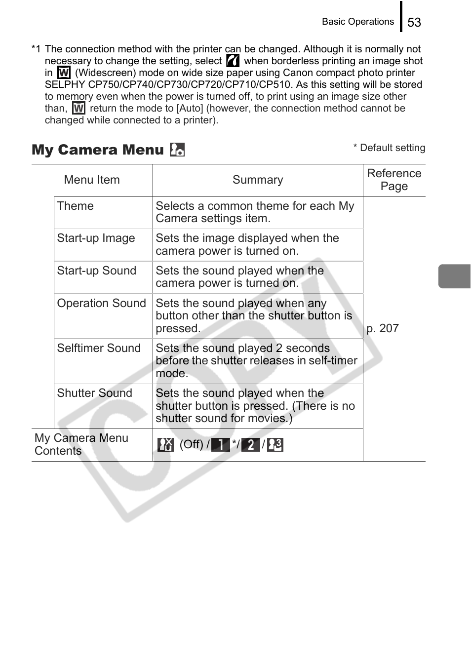 My camera menu | Canon PowerShot G9 User Manual | Page 55 / 275