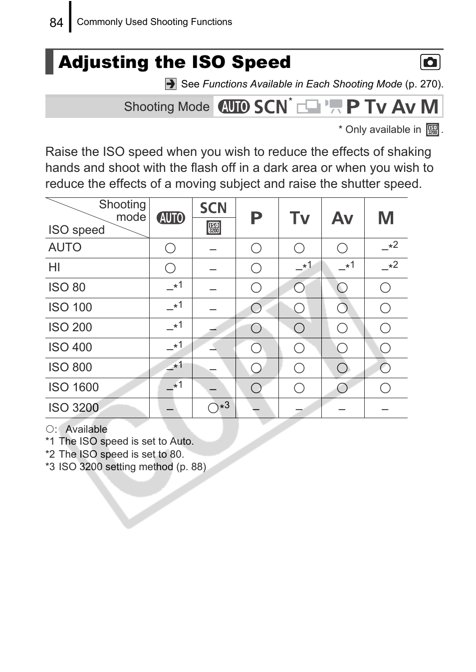 Adjusting the iso speed | Canon PowerShot G9 User Manual | Page 86 / 275