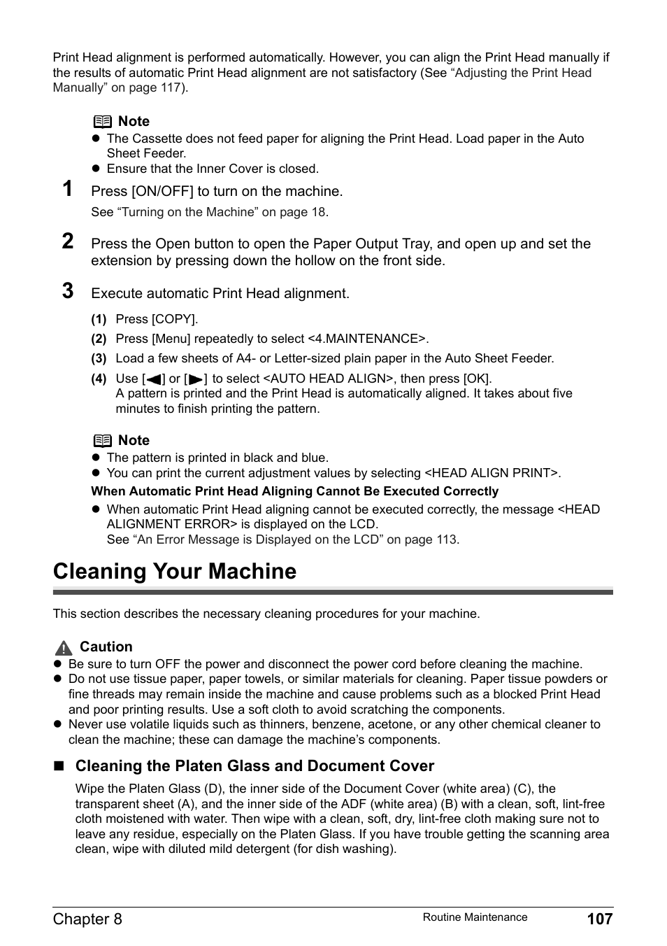 Cleaning your machine | Canon Pixma MP530 User Manual | Page 109 / 176