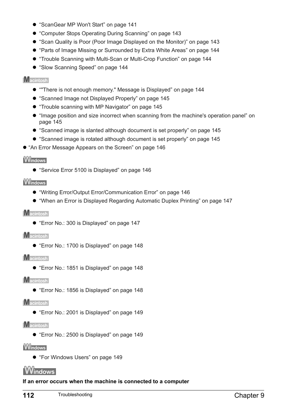 112 chapter 9 | Canon Pixma MP530 User Manual | Page 114 / 176