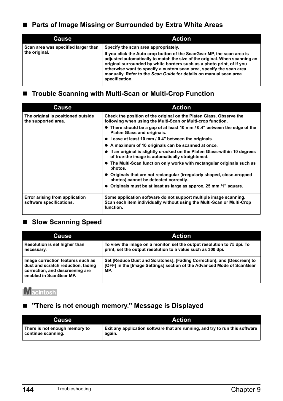 144 chapter 9 | Canon Pixma MP530 User Manual | Page 146 / 176