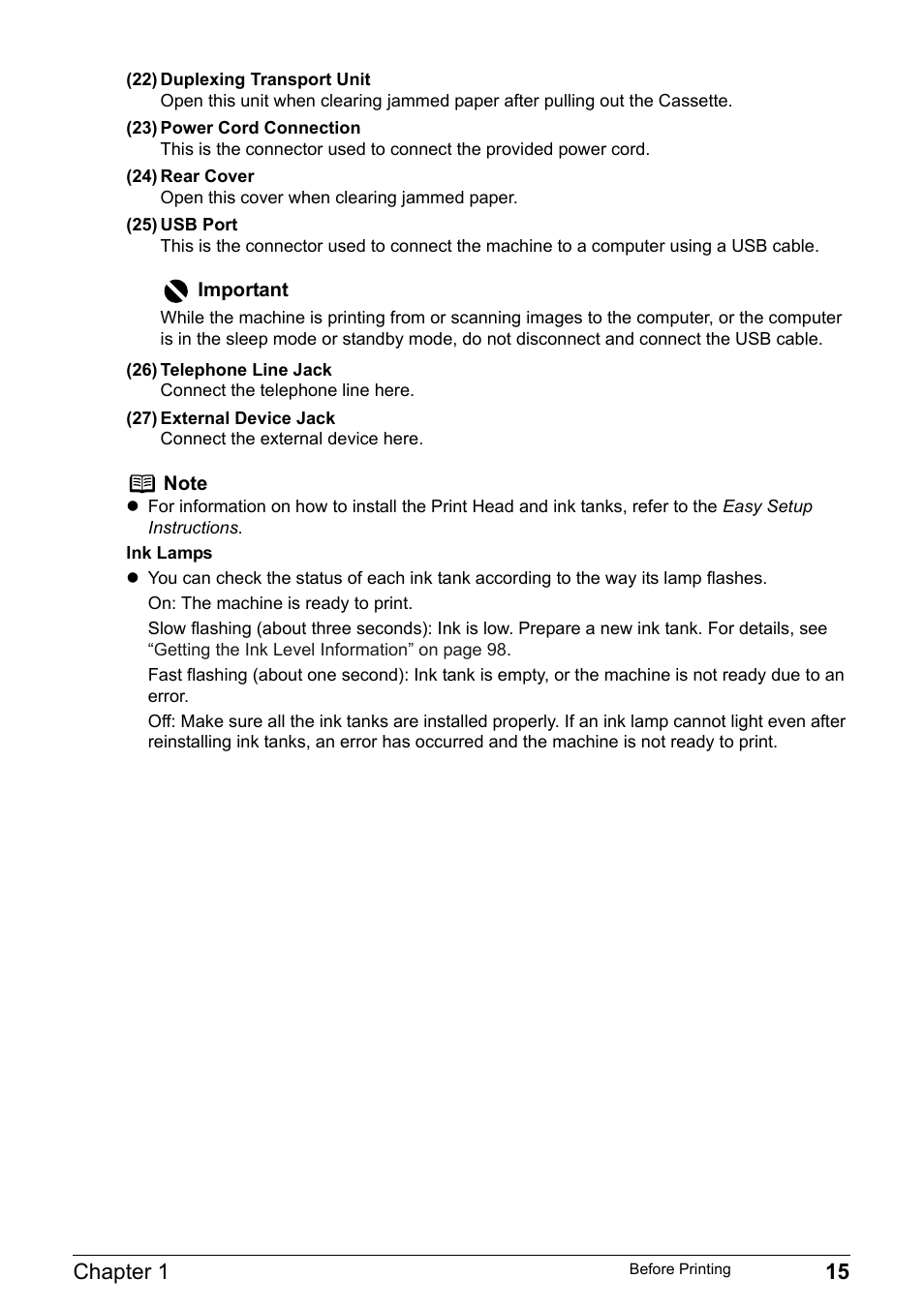 Chapter 1 15 | Canon Pixma MP530 User Manual | Page 17 / 176