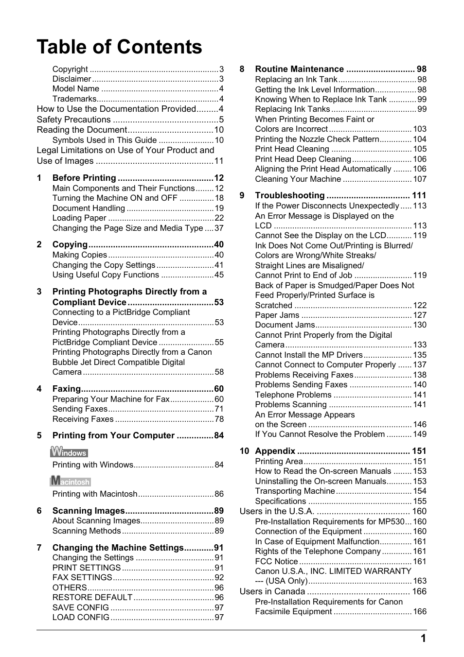Canon Pixma MP530 User Manual | Page 3 / 176