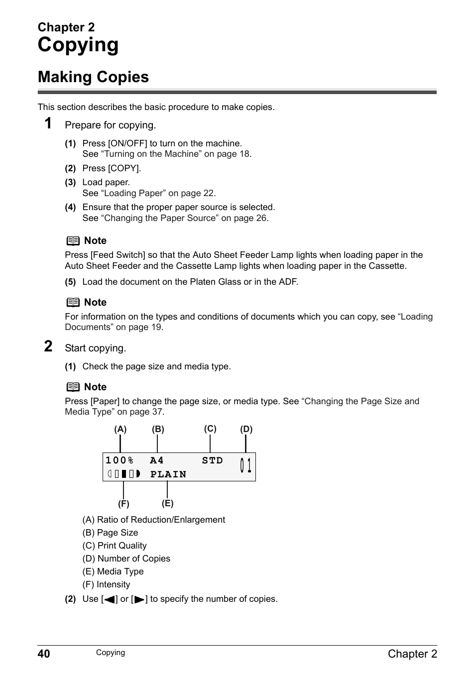 Copying, Making copies, Chapter 2 | Canon Pixma MP530 User Manual | Page 42 / 176