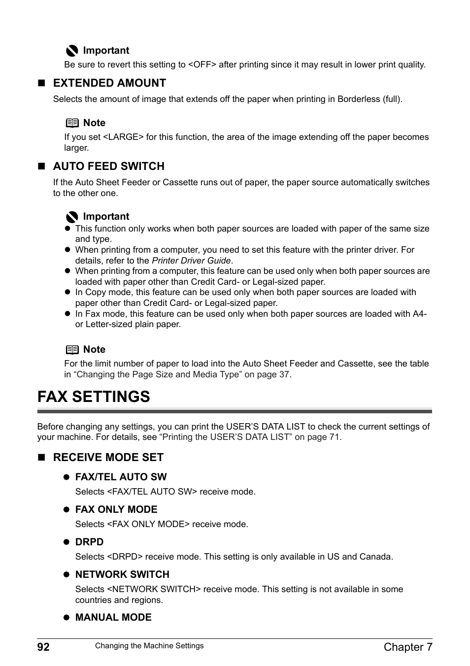 Fax settings | Canon Pixma MP530 User Manual | Page 94 / 176