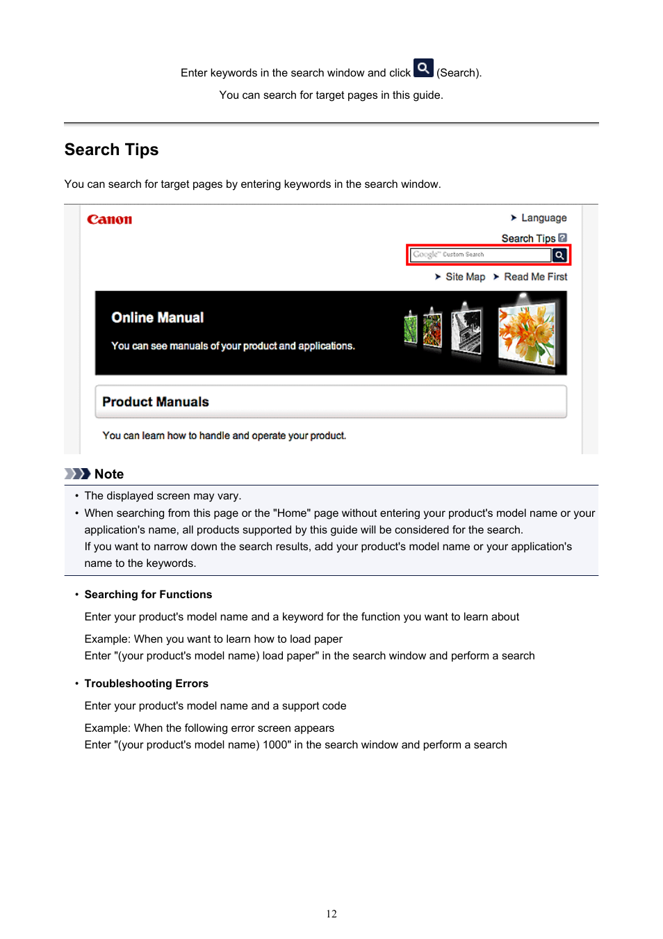 Search tips | Canon My Image Garden User Manual | Page 12 / 308