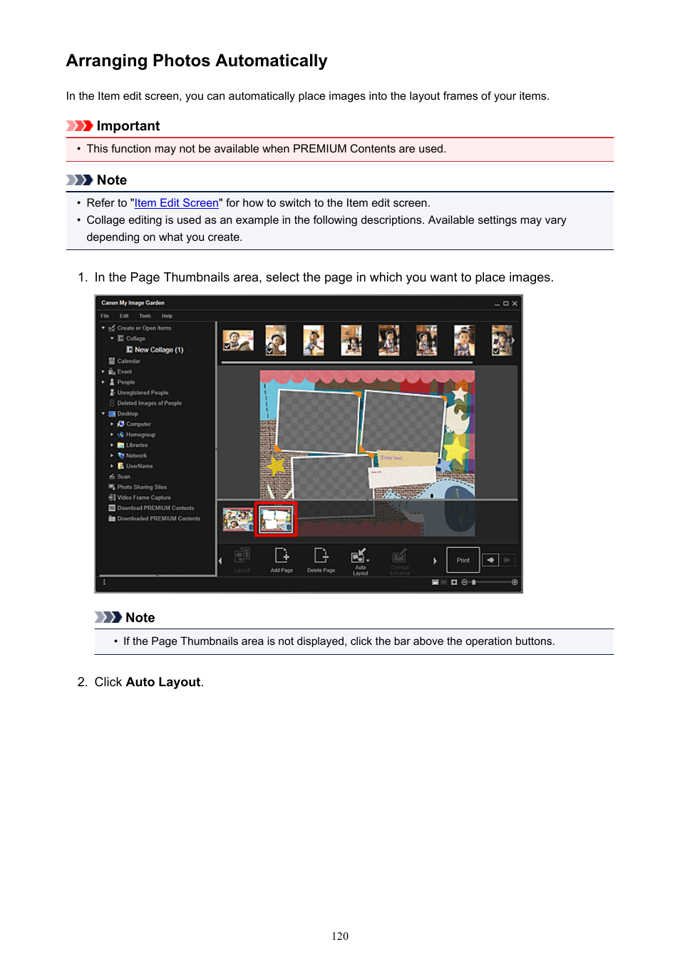 Arranging photos automatically | Canon My Image Garden User Manual | Page 120 / 308