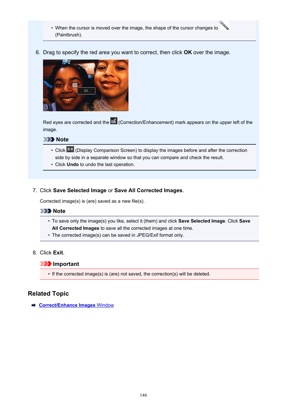 Related topic | Canon My Image Garden User Manual | Page 146 / 308