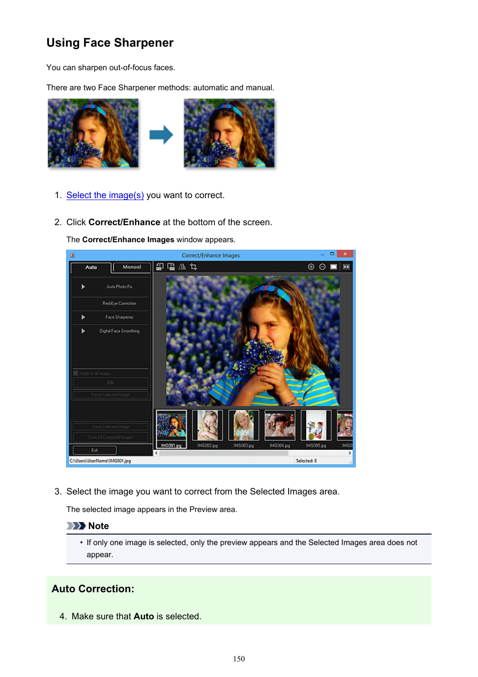 Using face sharpener | Canon My Image Garden User Manual | Page 150 / 308