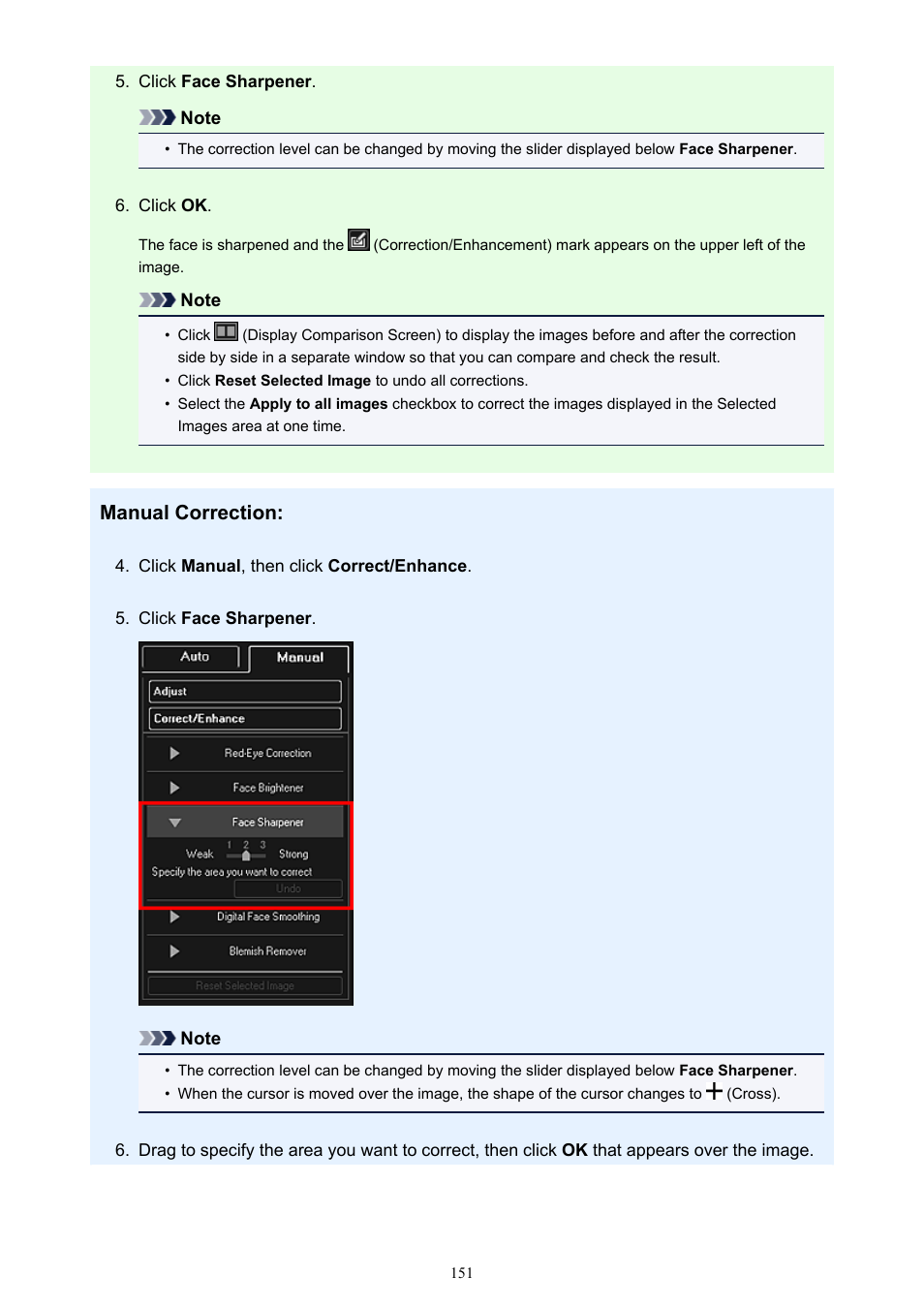 Manual correction | Canon My Image Garden User Manual | Page 151 / 308