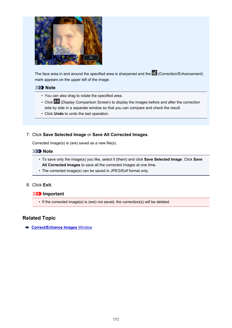 Related topic | Canon My Image Garden User Manual | Page 152 / 308