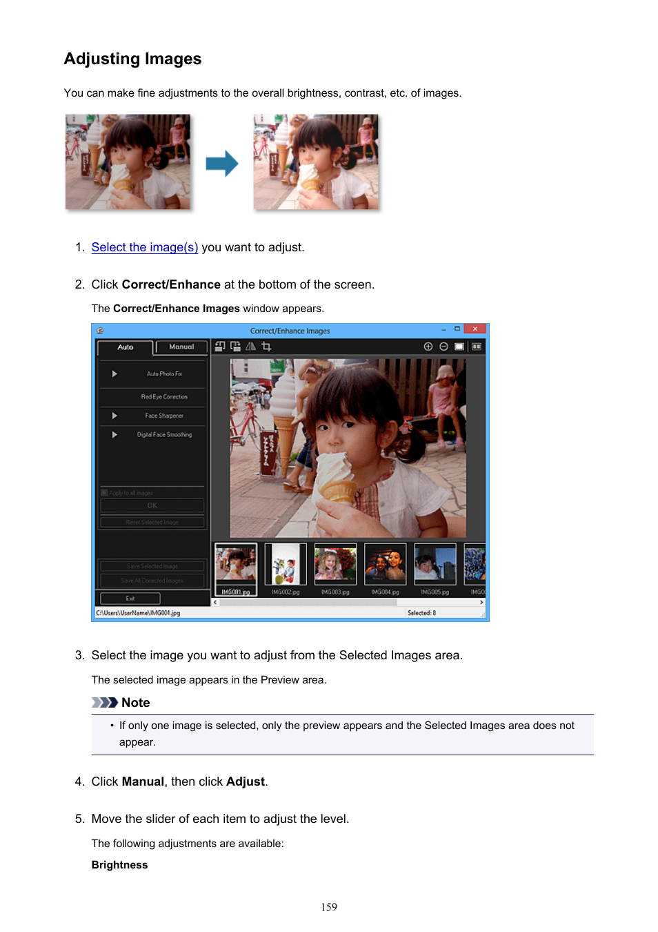 Adjusting images | Canon My Image Garden User Manual | Page 159 / 308