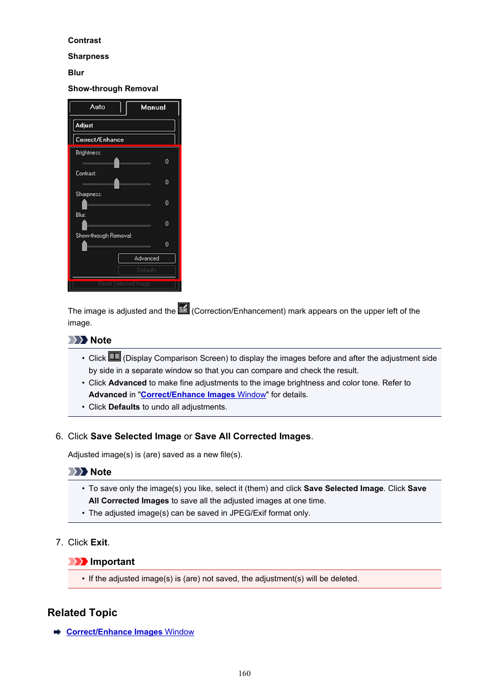Related topic | Canon My Image Garden User Manual | Page 160 / 308