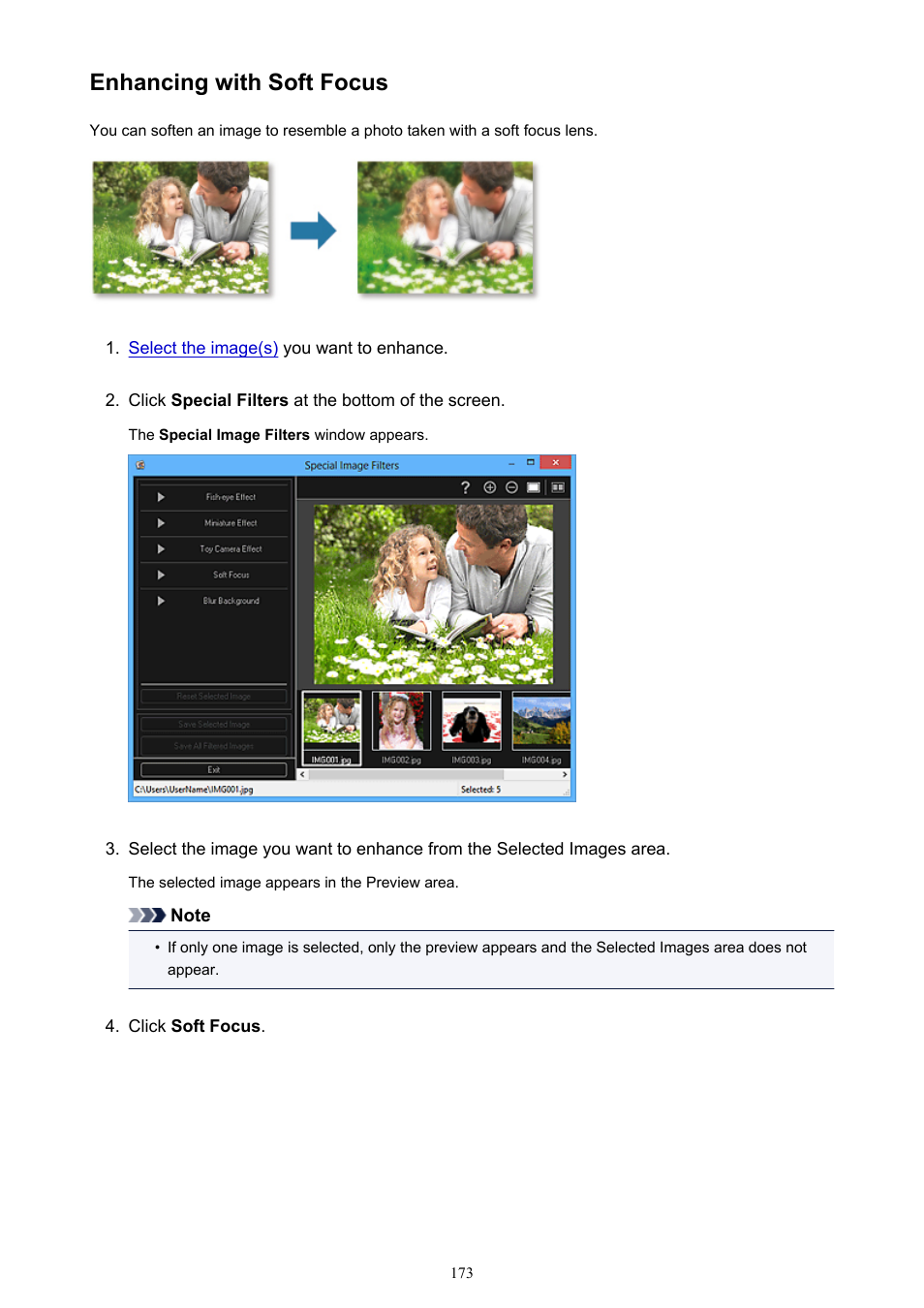 Enhancing with soft focus | Canon My Image Garden User Manual | Page 173 / 308