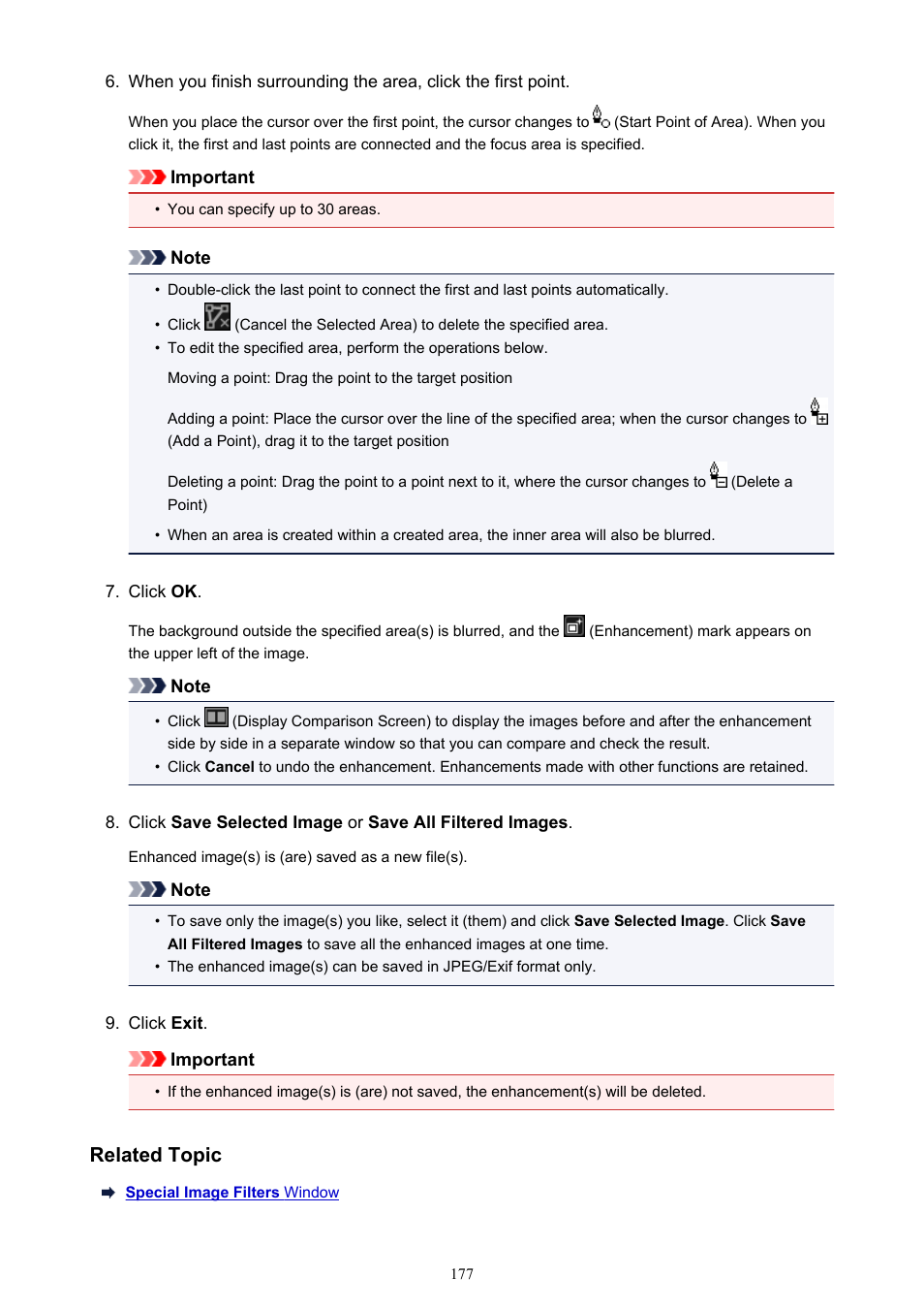 Related topic | Canon My Image Garden User Manual | Page 177 / 308