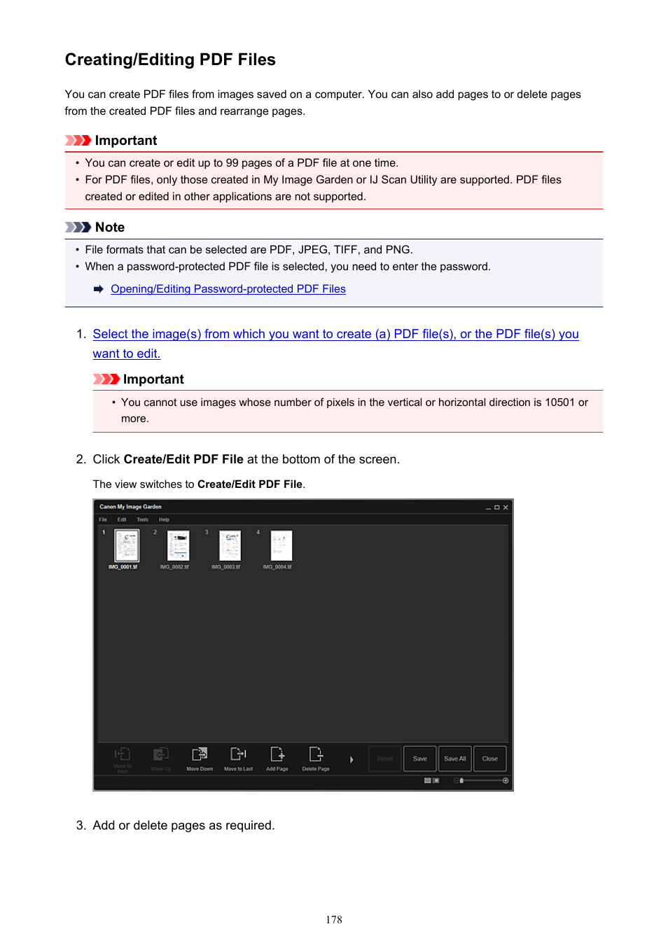 Creating/editing pdf files | Canon My Image Garden User Manual | Page 178 / 308