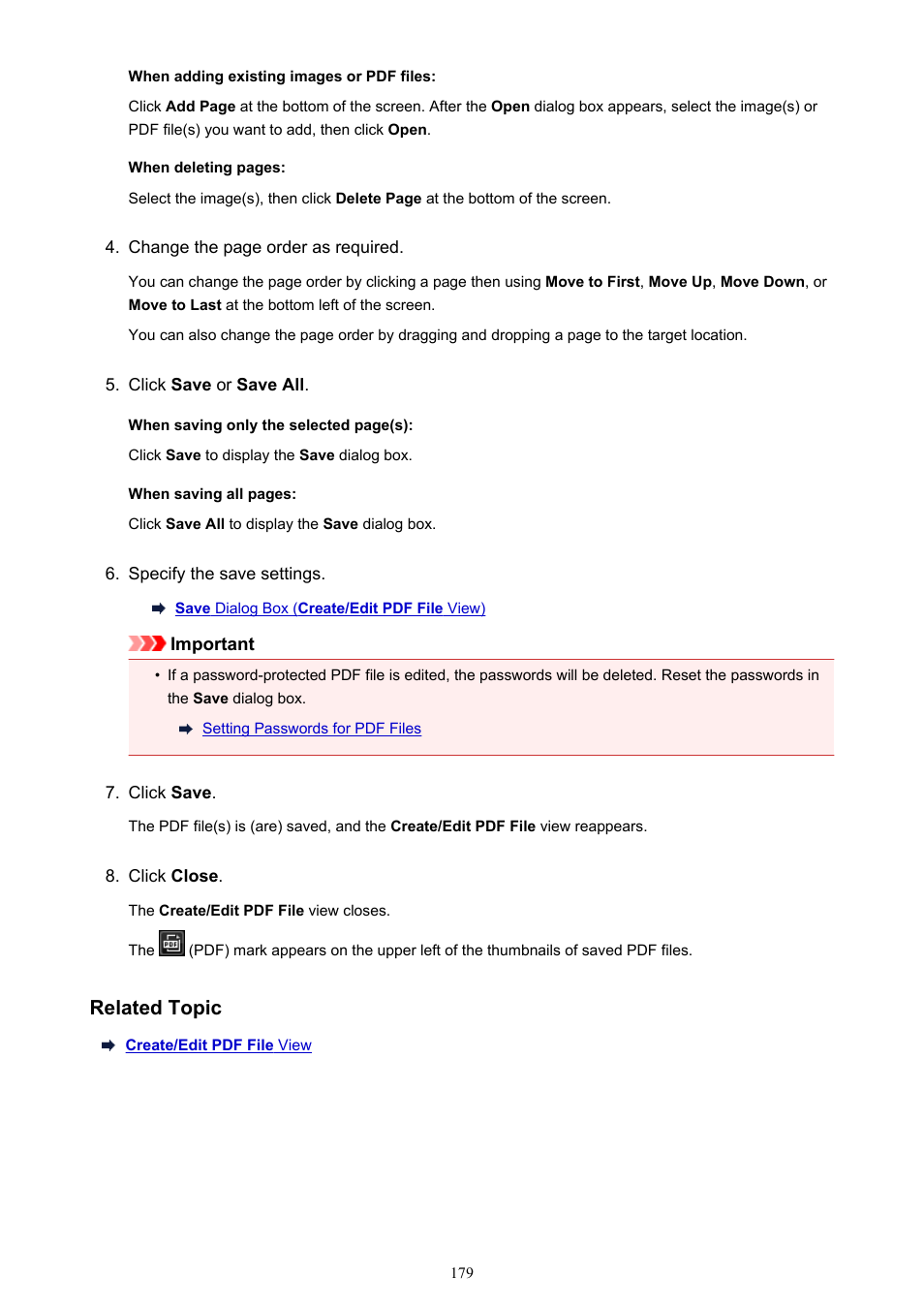 Related topic | Canon My Image Garden User Manual | Page 179 / 308