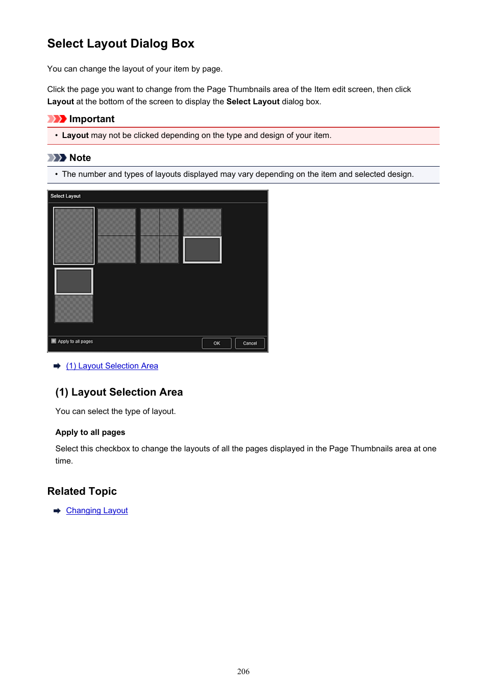 Select layout dialog box | Canon My Image Garden User Manual | Page 206 / 308