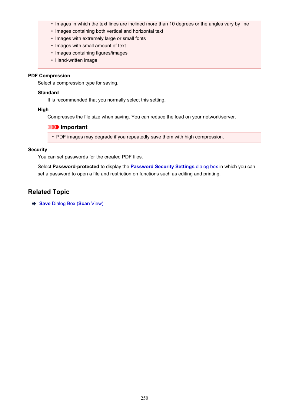 Related topic | Canon My Image Garden User Manual | Page 250 / 308