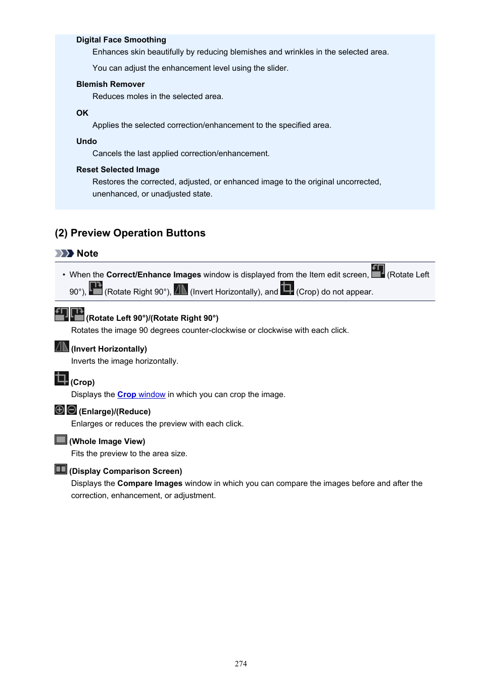 2) preview operation buttons | Canon My Image Garden User Manual | Page 274 / 308