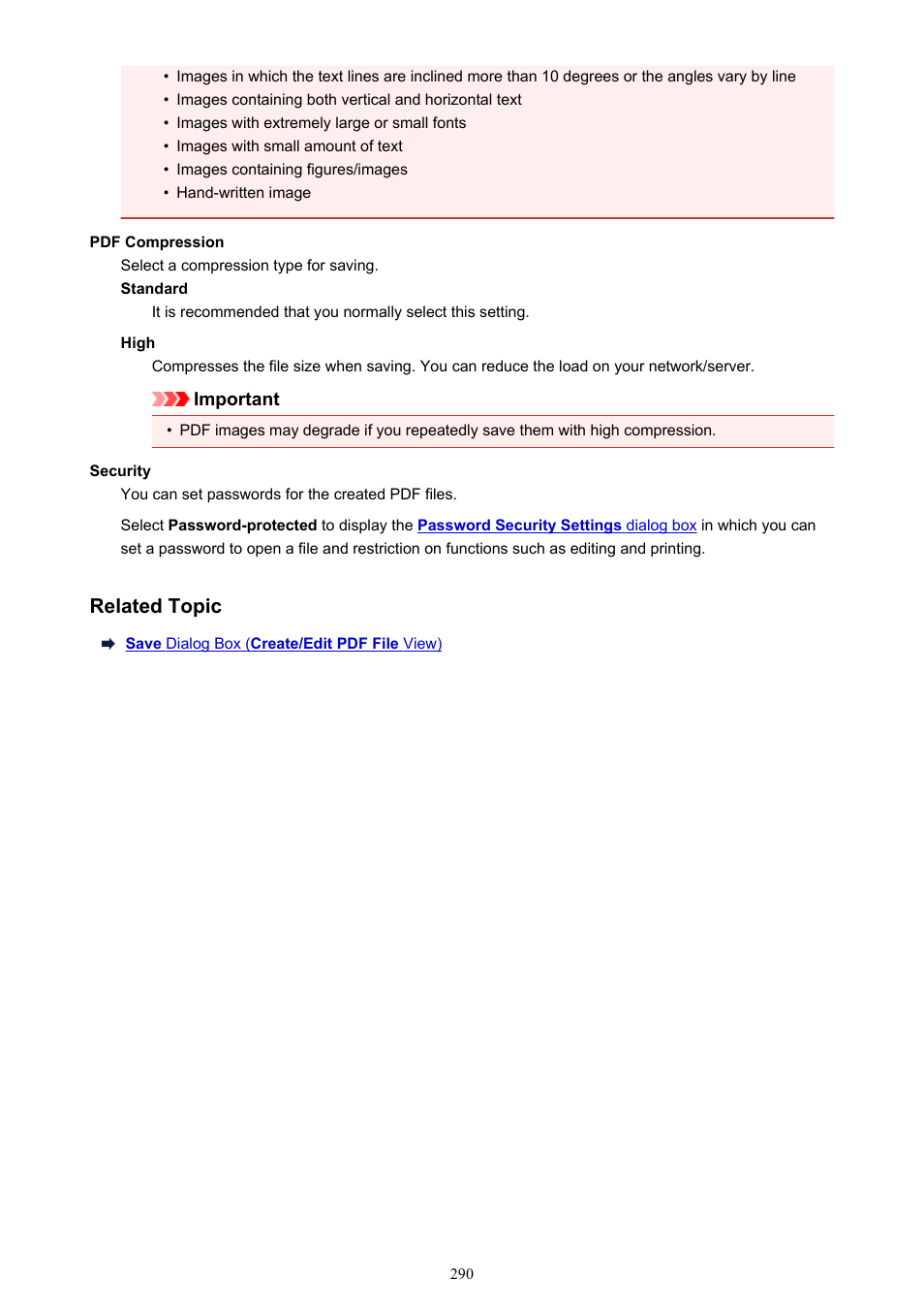 Related topic | Canon My Image Garden User Manual | Page 290 / 308