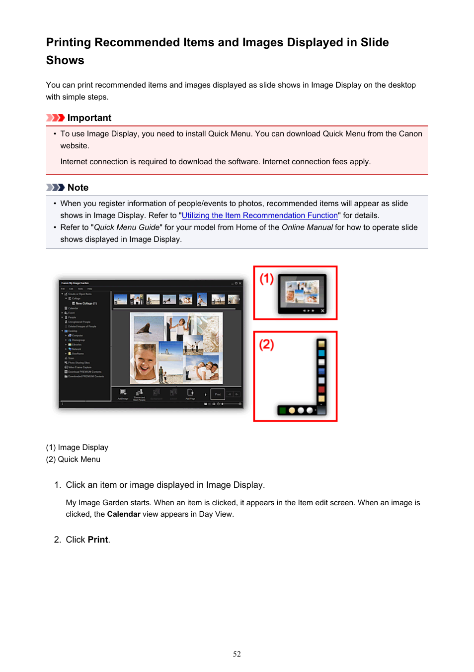 For how to print items | Canon My Image Garden User Manual | Page 52 / 308
