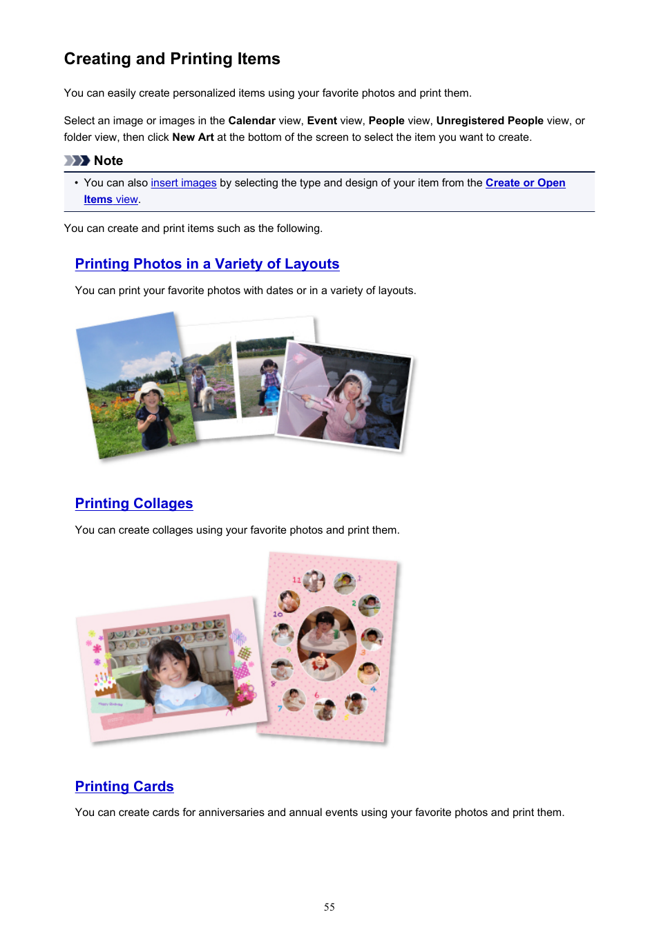 Creating and printing items | Canon My Image Garden User Manual | Page 55 / 308