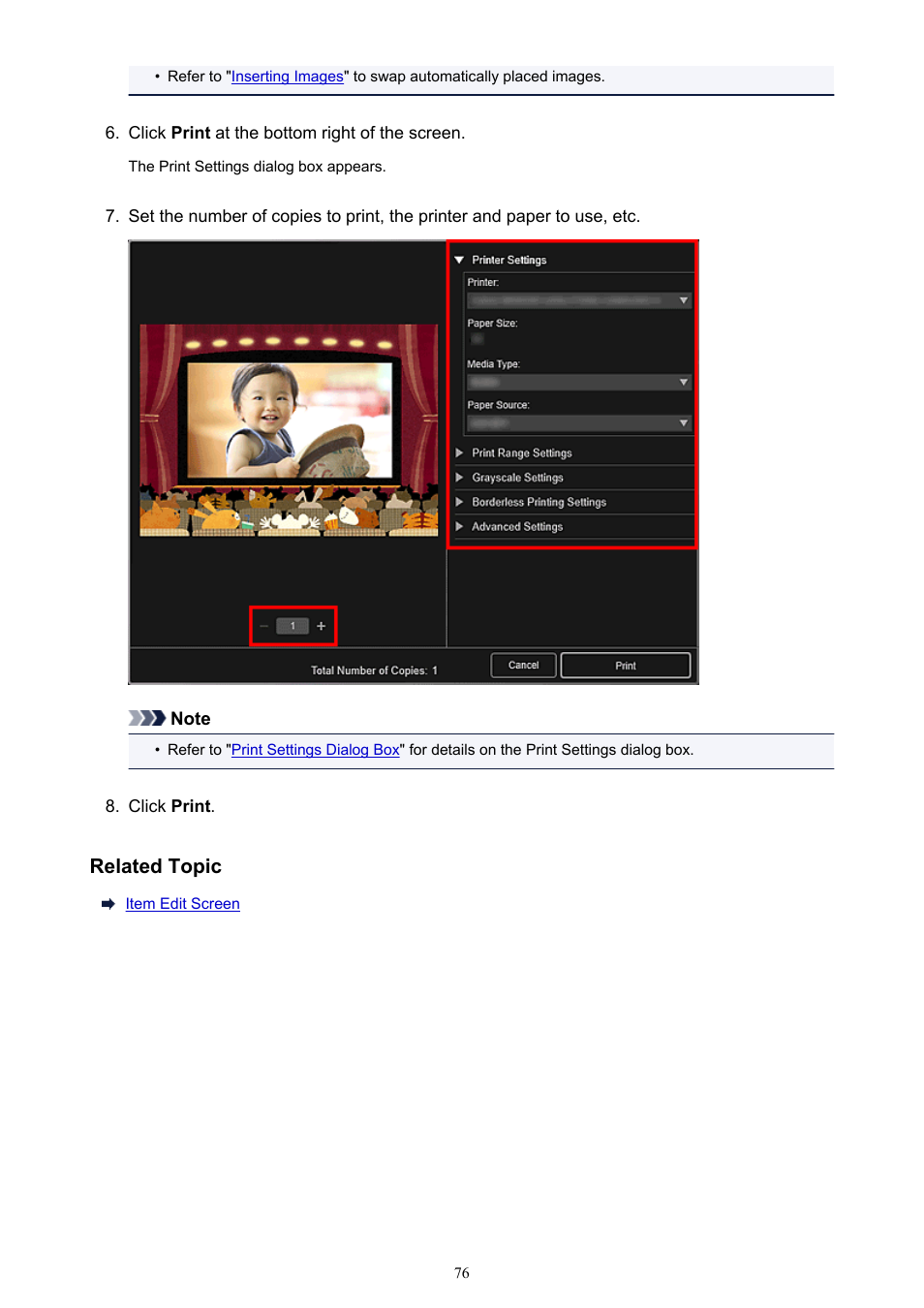 Related topic | Canon My Image Garden User Manual | Page 76 / 308