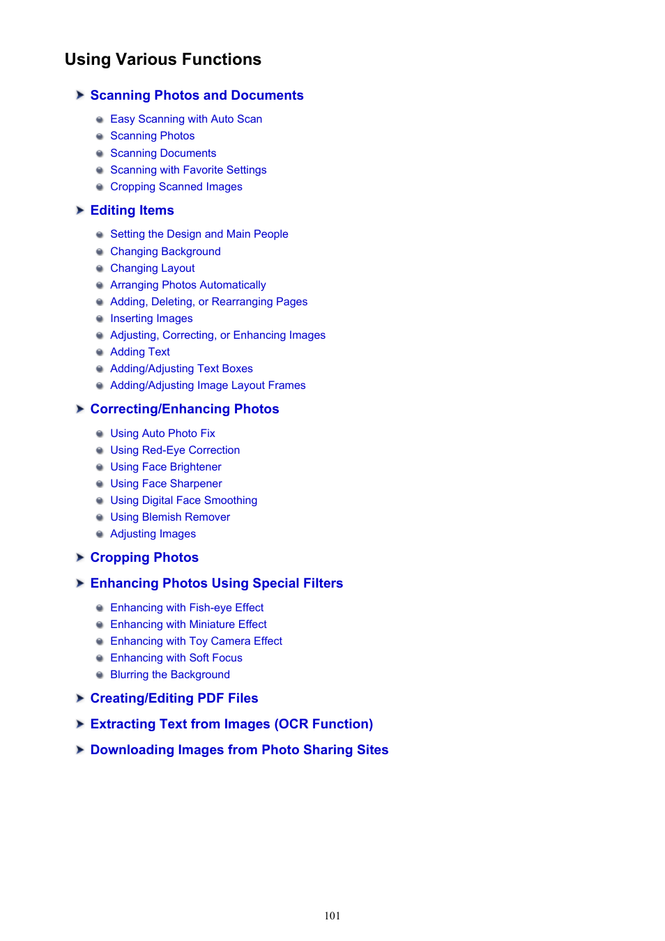 Using various functions | Canon My Image Garden User Manual | Page 101 / 304