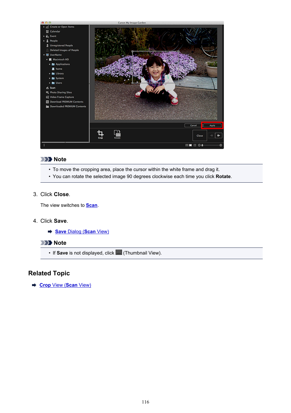 Related topic | Canon My Image Garden User Manual | Page 116 / 304