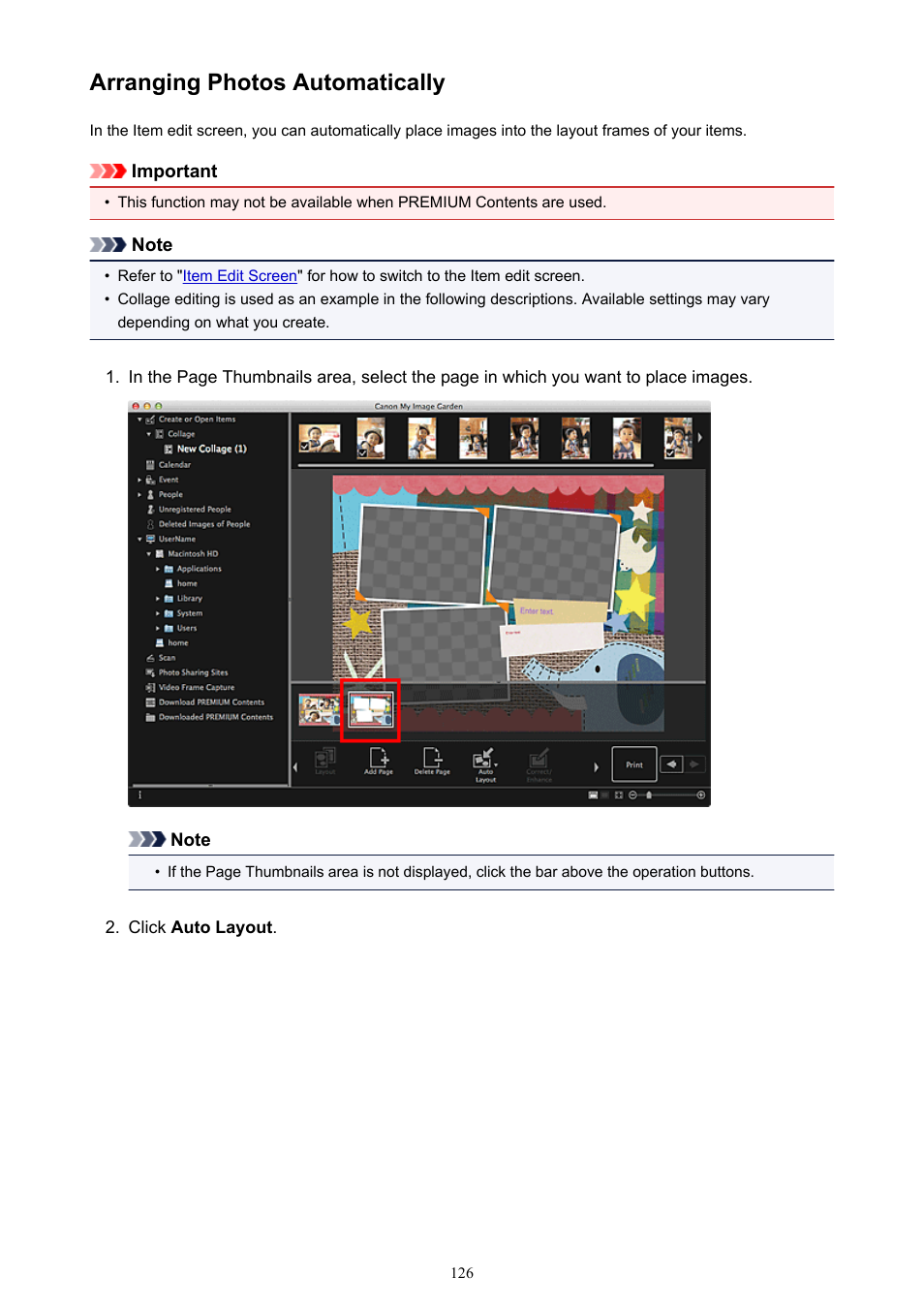 Arranging photos automatically | Canon My Image Garden User Manual | Page 126 / 304