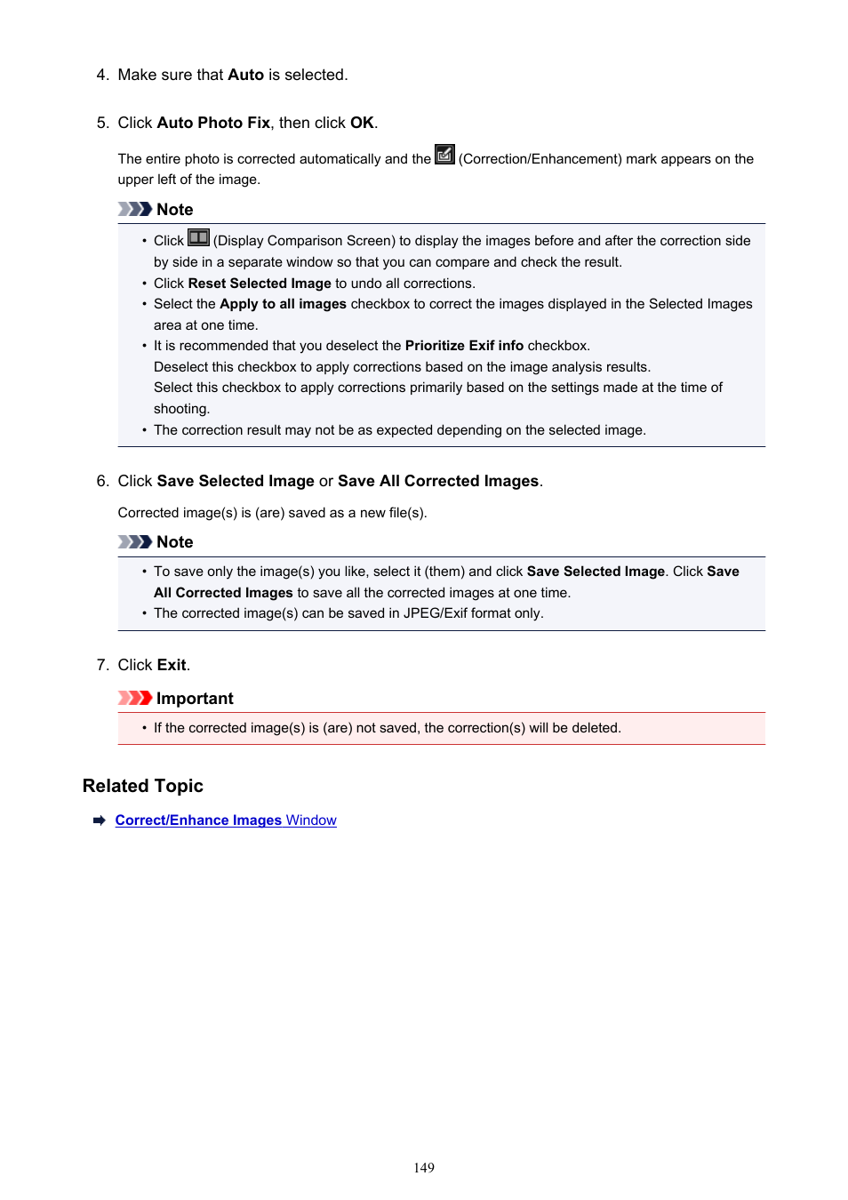 Related topic | Canon My Image Garden User Manual | Page 149 / 304