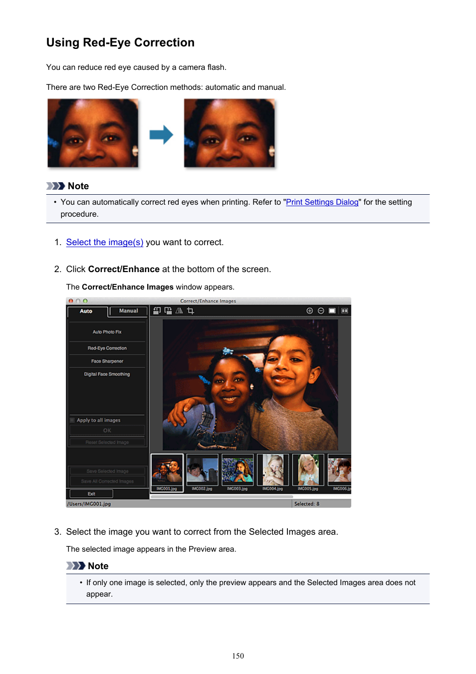 Using red-eye correction | Canon My Image Garden User Manual | Page 150 / 304