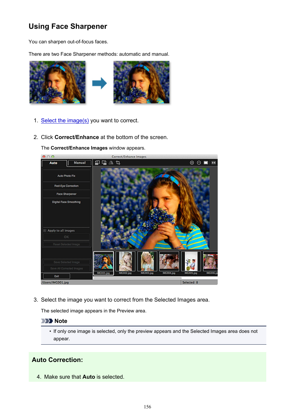 Using face sharpener | Canon My Image Garden User Manual | Page 156 / 304