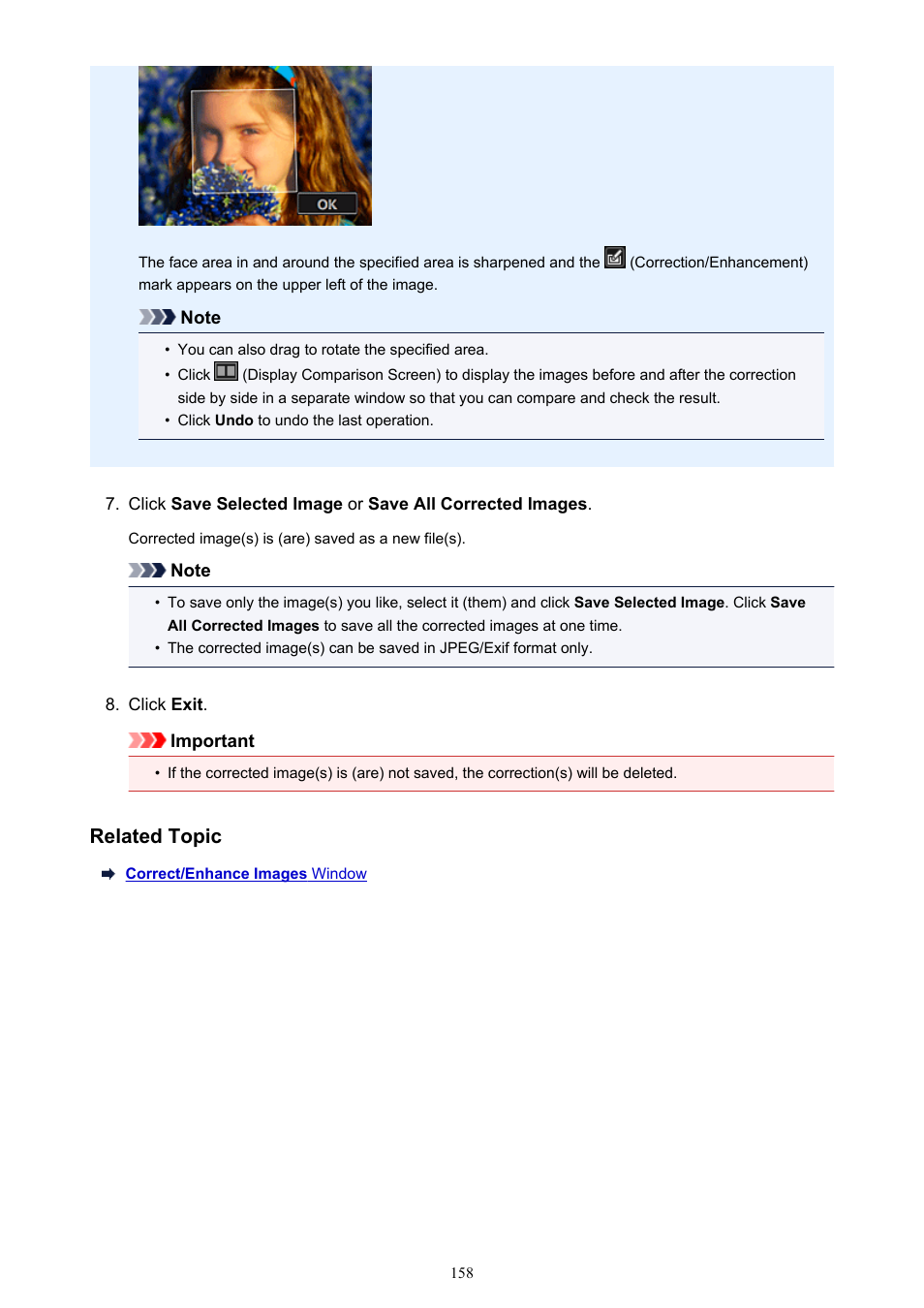 Related topic | Canon My Image Garden User Manual | Page 158 / 304