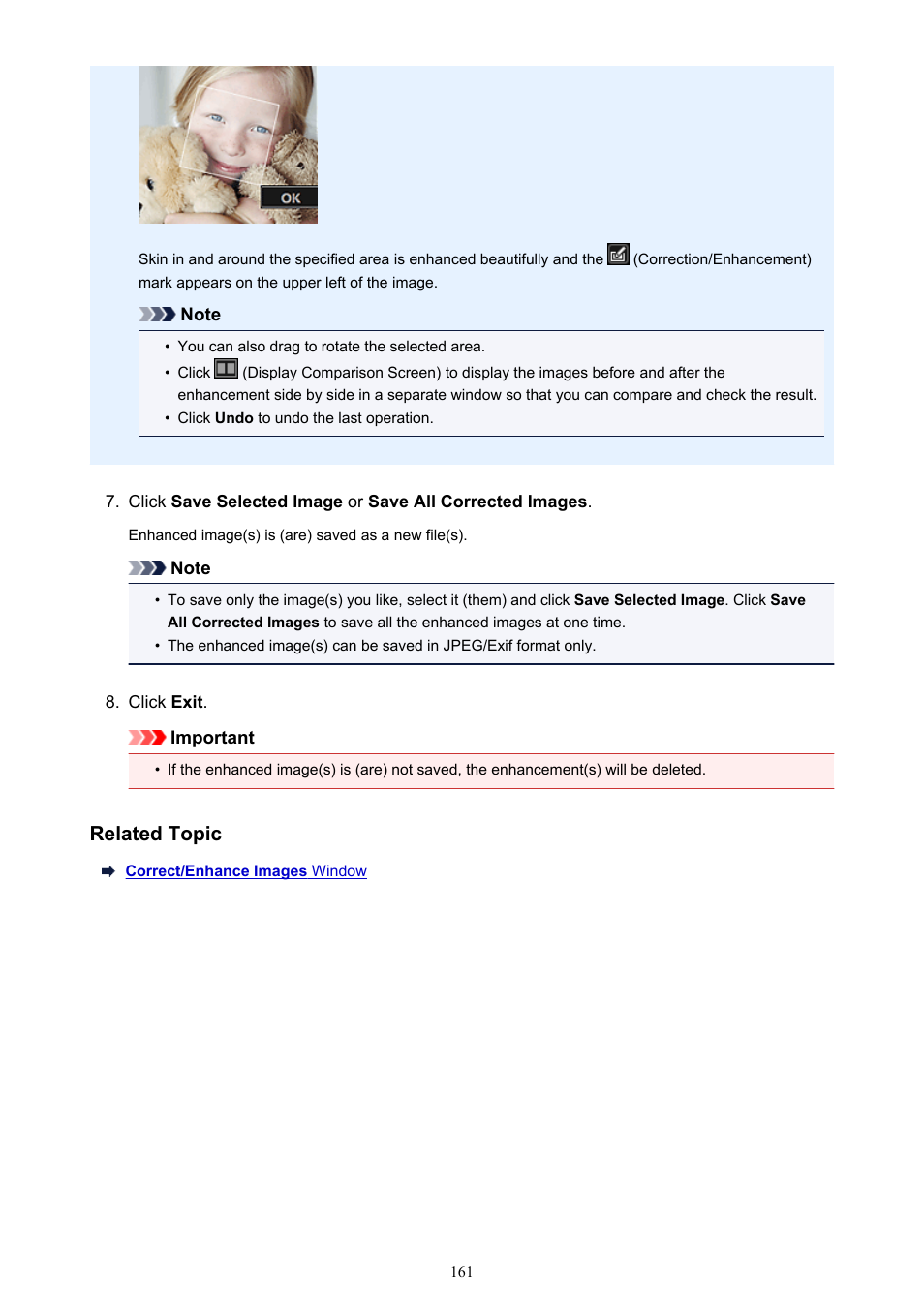 Related topic | Canon My Image Garden User Manual | Page 161 / 304