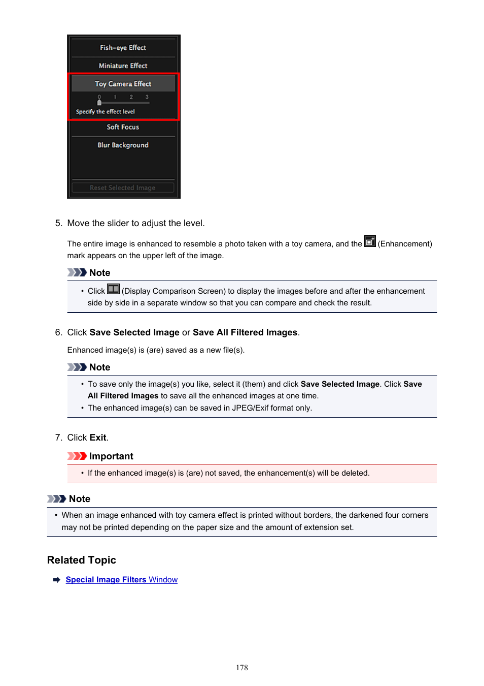 Related topic | Canon My Image Garden User Manual | Page 178 / 304