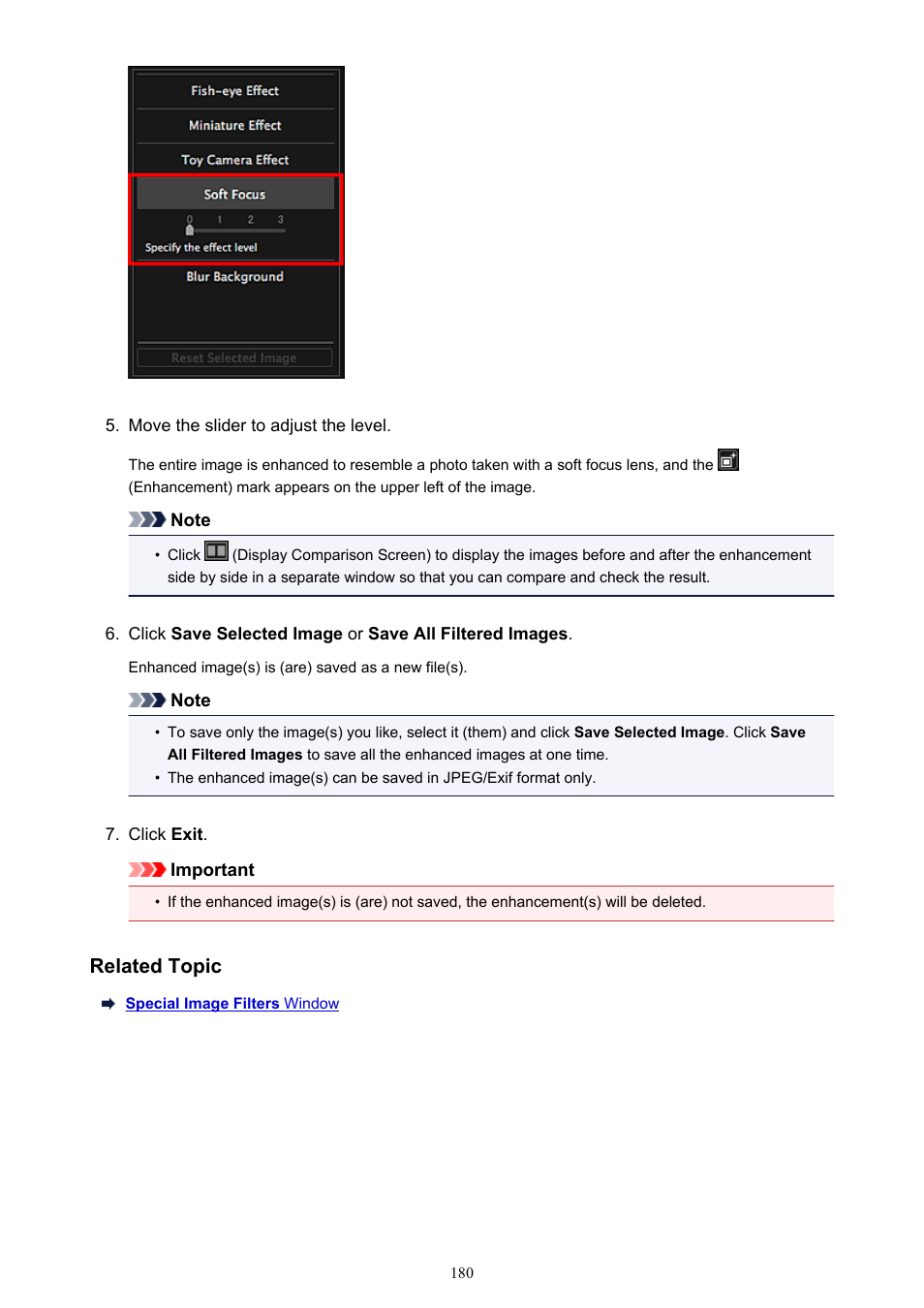 Related topic | Canon My Image Garden User Manual | Page 180 / 304